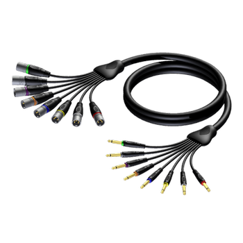 PROCAB Reference Series Multi core cable - 8 x XLR male - 6.3 mm Jack male mono - 5 meter - hanger (REF8027/5-H)