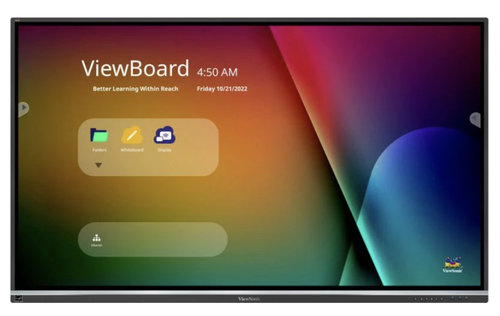 ViewSonic 75"(74.5") 40 Points Touch, 7H (AG), 3840x2160,  400nits, 1200:1, 64GB Storage, 8GB RAM, HDMI in x3, HDMI out x1, SPDIF x1, Earphone x1, USB-A x6, USB-B x2, USB-C x1, RJ45 x2, RS232 x1, 2x15W+16W Subwo (IFP7550-5F)