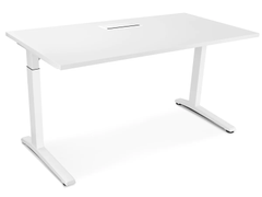 IIGLO Skrivebord Oracle - 150cm Arbeidsbord, 150 x 75 x 75 cm, varmhvit bordplate, hvite stålbein
