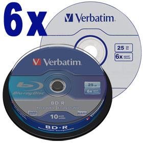 Verbatim BD-R Single Layer 6X 25GB 10-pack spindle (43742)