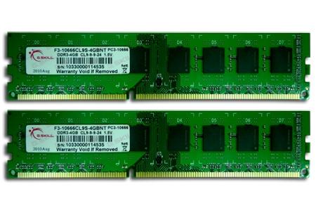 G.SKILL - NT Series - DDR3 - 8 GB: 2 x 4 GB - DIMM 240-pin - 1333 MHz / PC3-10600 - CL9 - 1.5 V - ikke-bufret - ikke-ECC