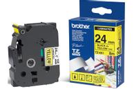 Brother TZe-651 P-Touch 24mm tape Sort på gul, standard laminert, 8 meter (gir ca 100 etiketter) (TZE651)