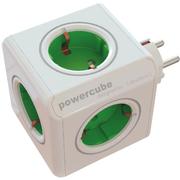 ALLOCACOC PowerCube Original Stikkontakt - 5xCEE 7/4, 1xCEE 7/7 tilkobling, barnesikrede kontakter, hvit/grønn