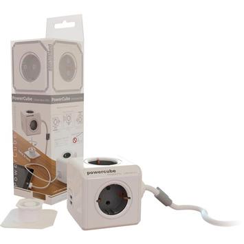 POWERCUBE PowerCube Extended USB - 4xCEE 7/4-uttak og 2xUSB for ladning av mobile enheter, 1xCEE 7/7 tilkobling,  1,5m kabel, barnesikrede kontakter (44-1402)