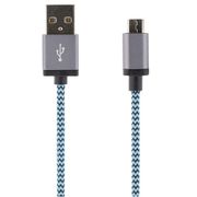 STREETZ Micro USB-kabel 1m, Blå, Stoffledning, Type A han - Type Micro B han