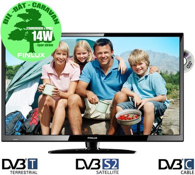 FINLUX 32" LED-TV/ DVD 12V/230V HD, Trippel-tuner,  HDMI, VGA, USB PVR, kun 14-19W, 32C285FLXD (383285D)