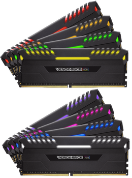 Corsair Vengeance RGB - DDR4 - 64 GB: 8 x 8 GB - DIMM 288-pin - 2666 MHz / PC4-21300 - CL16 - 1.2 V - ikke-bufret - ikke-ECC (CMR64GX4M8A2666C16)