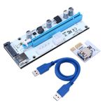 Mining PCIe Riser Card 1x->16x USB 3.0 Data Cable SATA to 4Pin IDE Molex Power Supply for Miner Machine 008S (PCIE164P-NO6)
