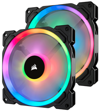 Corsair LL Series LL140 RGB Dual Light Loop - Kabinettvifte - 140 mm - hvit, blå, gul, rød, grønn, oransje, fiolett - 14 cm (en pakke 2) (CO-9050074-WW)
