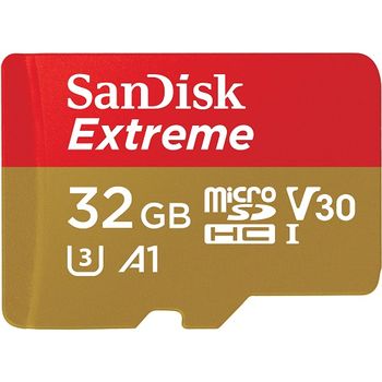 SanDisk Extreme 32GB UHS-I U3 microSD 100MB/s A1 C10 V30 U3, med adapter (SDSQXAF-032G-GN6MA)