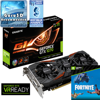 Gigabyte GeForce GTX 1070 G1 Gaming (rev. 2.0), 8GB GDDR5, WINDFORCE 3X, DL-DVI-D, HDMI 2.0, 3x DP 1.4 (GV-N1070G1 GAMING-8GD-V2.0)