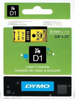 DYMO D1 9mm 1pk, Sort/Gul (S0720730)