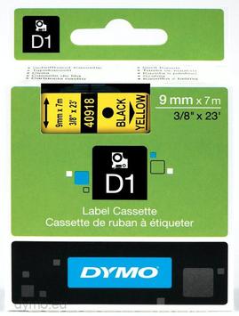 DYMO D1 9mm 1pk, Sort/Gul (S0720730)