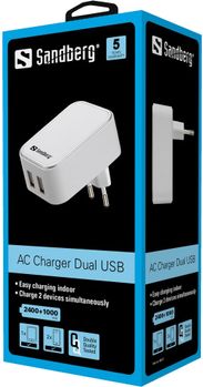Sandberg AC Charger Dual USB 2.4+1A EU (440-57)