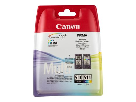 Canon PG-510 / CL-511 Multi pack - 2-pack - svart, farge (cyan, magenta, gul) - original - blekkpatron (2970B010)