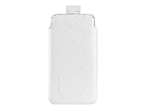 Belkin Verve Pull 049 - Eske for mobiltelefon - polyuretanlær - hvit - for Apple iPhone 4, 4S (F8W044cwC01)