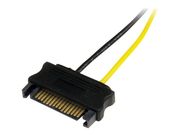 StarTech SATA Power to 6 Pin PCI Express Video Card Power Cable Adapter - Strømkabel - SATA-strøm (hann) til 6-pins PCIe-strøm (hann) - 15 cm (SATPCIEXADAP)