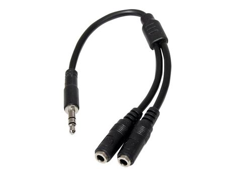 StarTech 3.5mm Audio Extension Cable - Slim Audio Splitter Y Cable and Headphone Extender - Male to 2x Female AUX Cable (MUY1MFFS) - lydsplitter - 20 cm (MUY1MFFS)