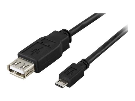 Deltaco USB-adapter - USB (hunn) til Micro-USB type B (hann) - 20 cm - svart (USB-73)