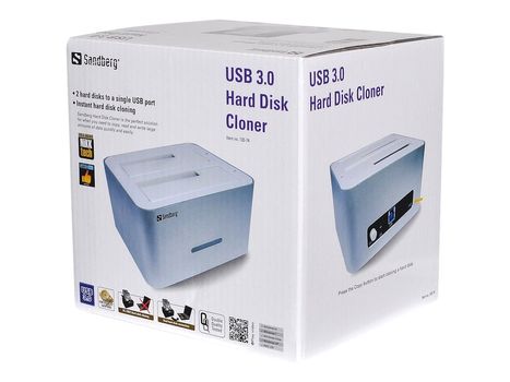 Sandberg USB 3.0 Hard Disk Cloner - Diskkontroller - 2,5" / 3,5" delt - SATA 3Gb/s - 3 Gbit - USB 3.0 (133-74)