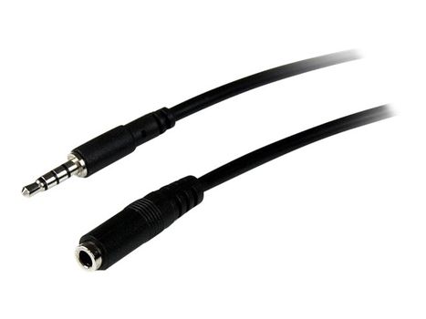 StarTech 2m 3.5mm 4 Position TRRS Headset Extension Cable - M/F - Forlengerledning for hodesett - 4-polsminijakk (hann) til 4-polsminijakk (hunn) - 2 m - svart (MUHSMF2M)
