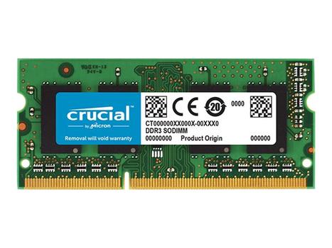 Crucial DDR3L - 4 GB - SO DIMM 204-pin - 1600 MHz / PC3-12800 - CL11 - 1.35 V - ikke-bufret - ikke-ECC (CT51264BF160BJ)