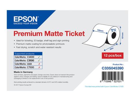 Epson Premium - billetter - matt - 1 rull(er) - Rull (10,2 cm x 50 m) (C33S045390)