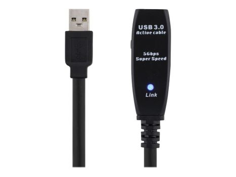 Deltaco USB3-1002 - USB-forlengelseskabel - USB-type A (hunn) til USB-type A (hann) - USB 3.0 - 5 m - aktiv - svart (USB3-1002)