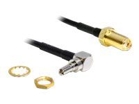 Delock Adapter CRC-9 Plug 90° > SMA Jack - antenneadapter - 20 cm - svart (88466)