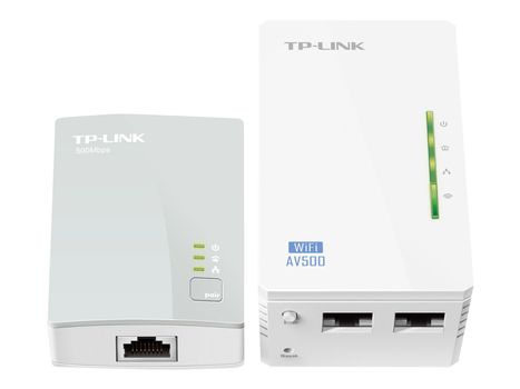 TP-Link TL-WPA4220KIT AV500 2-Port Wifi Powerline Adapter Starter Kit - bro - 802.11b/ g/ n - veggpluggbar (TL-WPA4220KIT)