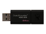 Kingston DataTraveler 100 G3 - USB-flashstasjon - 64 GB - USB 3.0 - svart (DT100G3/64GB)