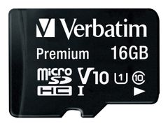 VERBATIM Flashminnekort (microSDHC til SD-adapter inkludert) - 16 GB - Class 10 - microSDHC