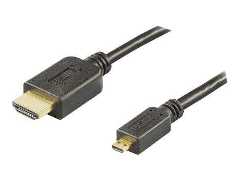 Deltaco HDMI-1053 - HDMI med Ethernet-kabel - mikro-HDMI (hann) til HDMI (hann) - 5 m - svart