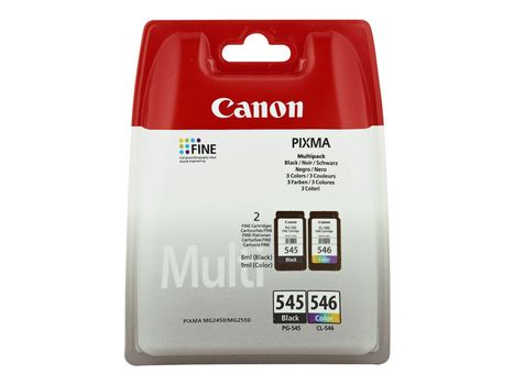 Canon PG-545 / CL-546 Multipack - 2-pack - svart, farge (cyan, magenta, gul) - original - blekkpatron (8287B005)