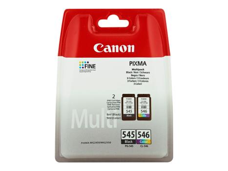 Canon PG-545 / CL-546 Multipack - 2-pack - svart, farge (cyan, magenta, gul) - original - blekkpatron (8287B006)