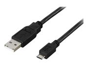 Deltaco USB-299S - USB-kabel - USB (hann) til Micro-USB type B (hann) - USB 2.0 - 25 cm - svart (USB-299S)