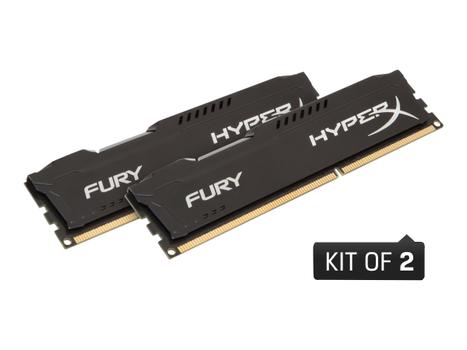 Kingston HyperX FURY - DDR3 - sett - 16 GB: 2 x 8 GB - DIMM 240-pin - 1600 MHz / PC3-12800 - ikke-bufret (HX316C10FBK2/16)