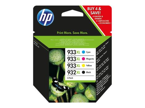 HP 932XL/ 933XL Combo Pack - 4-pack - Høy ytelse - svart, gul, cyan, magenta - original - Officejet - blekkpatron - for Officejet 6100, 6600 H711a, 6700, 7110, 7510, 7610, 7612 (C2P42AE)