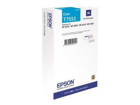 Epson T7552 - XL-størrelse - cyan - original - blekkpatron (C13T755240)