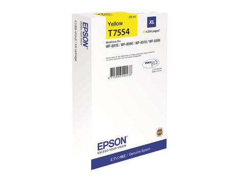 Epson T7554 - XL-størrelse - gul - original - blekkpatron (C13T755440)