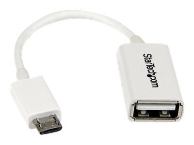 StarTech 5in White Micro USB to USB OTG Host Adapter M/F - USB-adapter - USB (hunn) til Micro-USB type B (hann) - USB 2.0 OTG - 12.7 cm - hvit