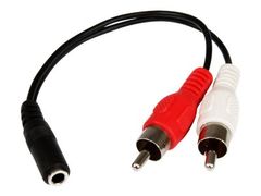 StarTech 6in RCA to 3.5mm Female Cable - Audio to RCA Cable - 3.5mm Female to 2x RCA Male - Aux to RCA - Stereo Audio Cable (MUFMRCA) - lydkabel - 15.24 cm