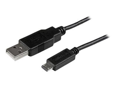 StarTech 0.5m Mobile Charge Sync USB to Slim Micro USB Cable M/M - USB-kabel - Micro-USB type B til USB - 50 cm (USBAUB50CMBK)