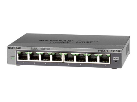 Netgear Plus GS108Ev3 - switch - 8 porter - ikke-styrt (GS108E-300PES)
