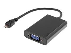 Deltaco MHL-VGA1 - Video/audio-adapter - MHL / VGA / lyd - Micro-USB type B (kun strøm), 11 pin Micro-USB (MHL) til DB-15, minijakk (hunn) - 20 cm - svart