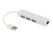 Deltaco USB2-LAN3 - Nettverksadapter - USB 2.0 - 10/100 Ethernet x 1 + USB 2.0 x 3 - hvit (USB2-LAN3)