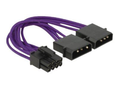 Delock strømadapter - 4-pin intern strøm til 8-pins PCIe-strøm - 15 cm (83705)