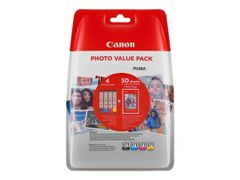 Canon CLI-571 C/M/Y/BK Photo Value Pack - 4-pack - svart, gul, cyan, magenta - original - blekkbeholder / papirsett