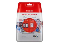 Canon PG-545 XL/CL-546XL Photo Value Pack - 2-pack - Høy ytelse - svart, farge (cyan, magenta, gul) - original - 50 ark - 100 x 150 mm - blekkpatron/papirsett