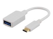 Deltaco USBC-1205 - USB-adapter - USB-type A (hunn) til USB-C (hann) - USB 3.1 - 15 cm - reversibel C-kontakt - hvit (USBC-1205)